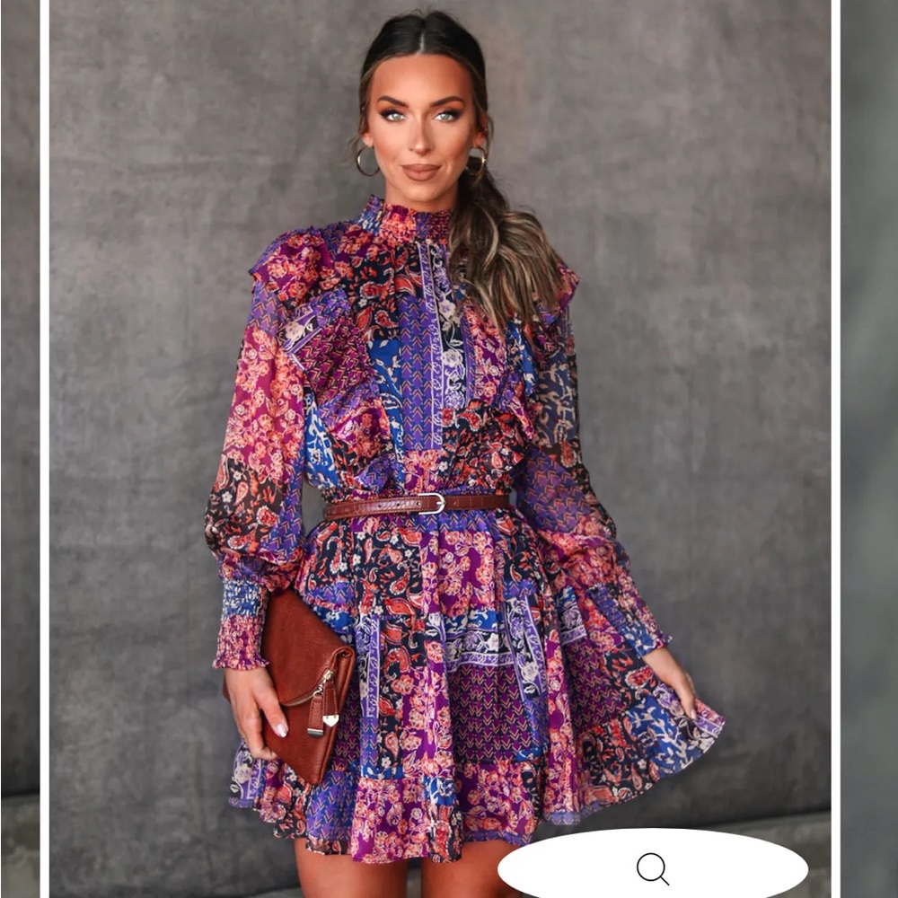 Long sleeve patterned Vici Dress